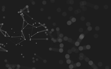 Abstract background. Molecules technology with polygonal shapes, connecting dots and lines. Connection structure. Big data visualization.