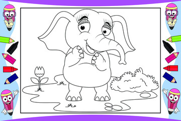 coloring elephant animal cartoon for kids