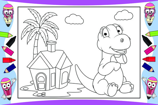 coloring dinosaur animal cartoon for kids