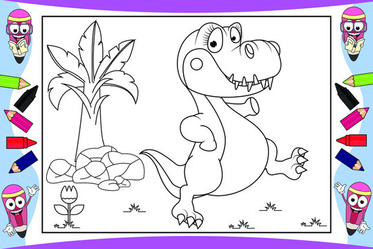 coloring dinosaur animal cartoon for kids