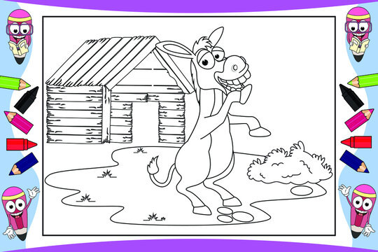 coloring donkey animal cartoon for kids