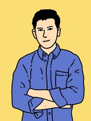 cute man cartoon on yellow background
