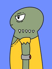 cute cartoon on blue background