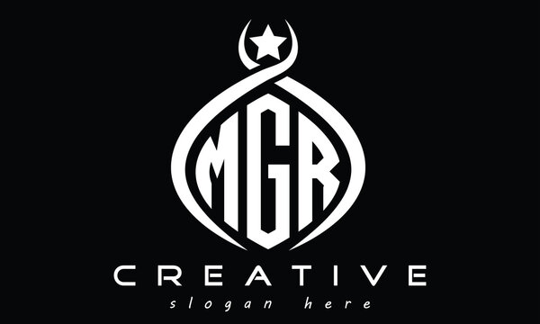 MGR three letters monogram curved oval initial logo design, geometric minimalist modern shape creative logo, vector template