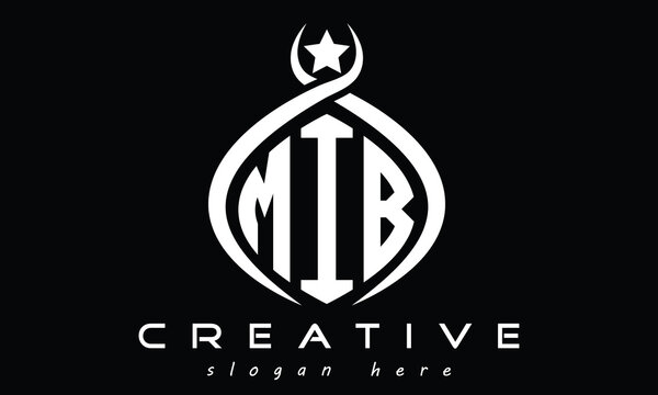 MIB three letters monogram curved oval initial logo design, geometric minimalist modern shape creative logo, vector template