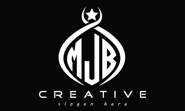 MJB three letters monogram curved oval initial logo design, geometric minimalist modern shape creative logo, vector template
