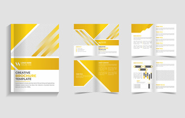 8 pages brochure template design, magazine, flyer, or booklet. 8-page brochure template layout. abstract modern presentation template.Easy to adapt to Brochure, Annual Report, Poster, vector