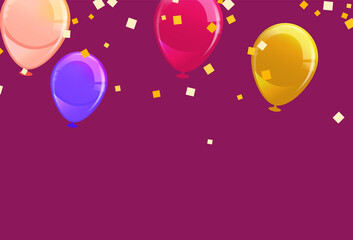 Colorful Happy Birthday Balloons Flying for Party and Celebrations With Space for Message Isolated in  Background