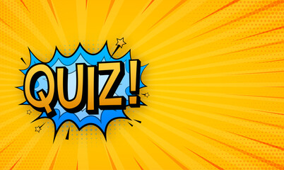 Comic speech bubbles with text quiz night. Neon icon. Symbol, sticker tag, special offer label, advertising badge. Vector stock illustration