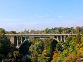 Fototapeta na wymiar Europe Luxembourg Bridge Over The River Pont Adolphe
