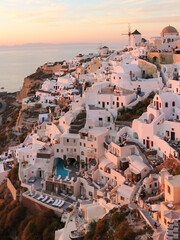 Europe Greece Santorini Town Ocean Sunset
