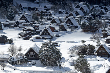 雪景色の白川郷