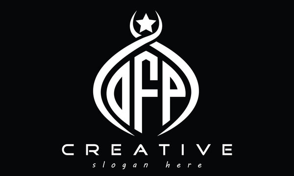 OFP three letters monogram curved oval initial logo design, geometric minimalist modern shape creative logo, vector template