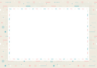 手描きステッチフレーム　可愛らしい配色の幾何学背景	
