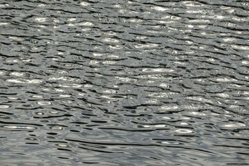 Gray water surface with sun glare
