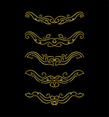 Gold Borders Elements Set Collection, ornament Vector