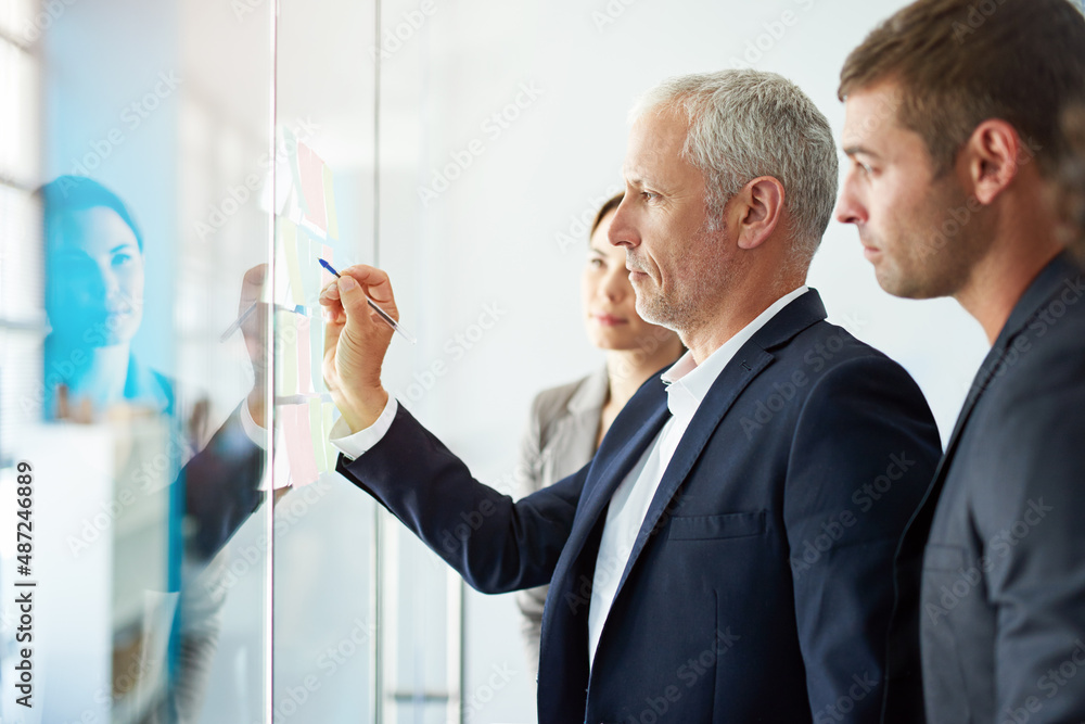 Poster sharing a collective vision. shot of a group of colleagues having a brainstorming session at work.
