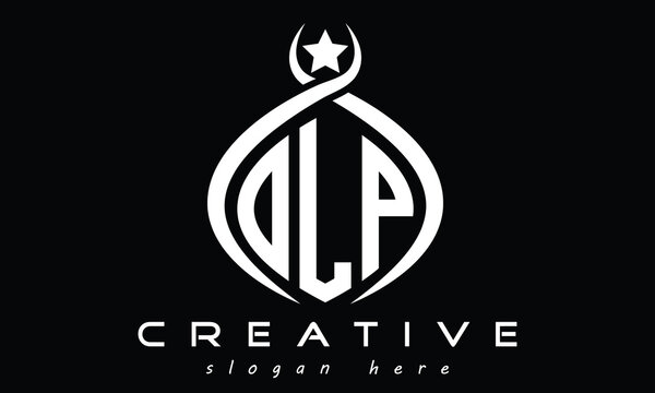 OLP three letters monogram curved oval initial logo design, geometric minimalist modern shape creative logo, vector template