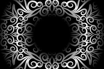 seamless Black and white caleidoscope gradient flower art pattern of indonesian traditional tenun batik ethnic dayak ornament for wallpaper ads background sticker or clothing