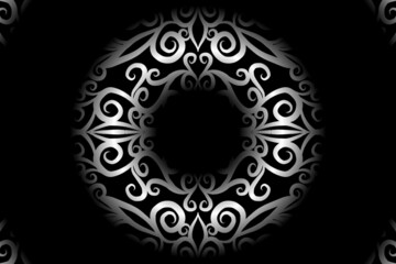 seamless Black and white caleidoscope gradient flower art pattern of indonesian traditional tenun batik ethnic dayak ornament for wallpaper ads background sticker or clothing