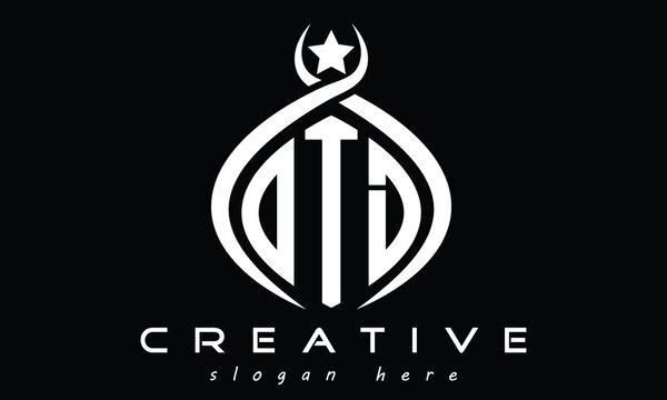 OTD three letters monogram curved oval initial logo design, geometric minimalist modern shape creative logo, vector template