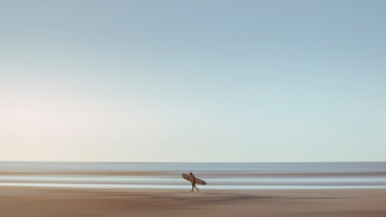 Surfer on the beach motion