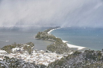 雪景色の天橋立