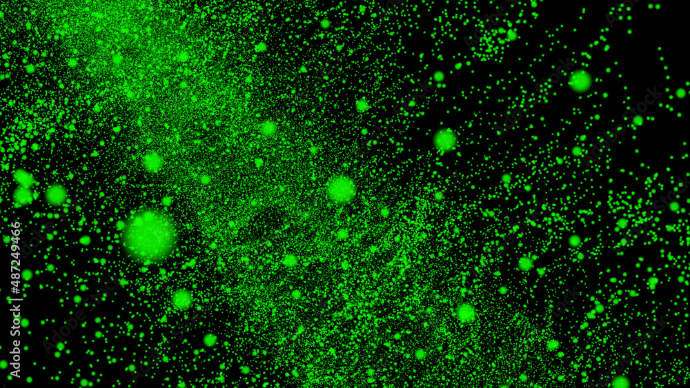Aufkleber modern abstract space design. dark abstract background with green glowing particles a high resolutio
