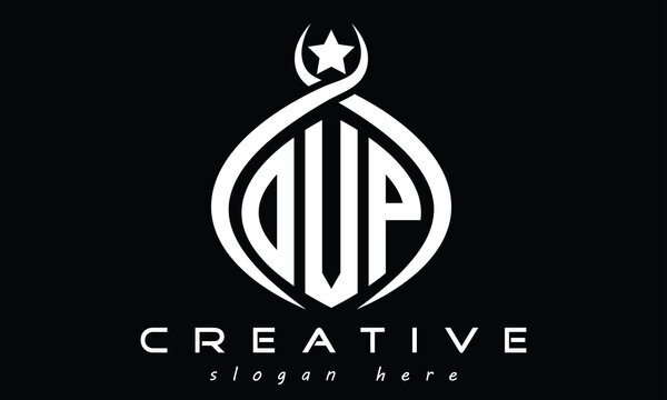 OVP three letters monogram curved oval initial logo design, geometric minimalist modern shape creative logo, vector template