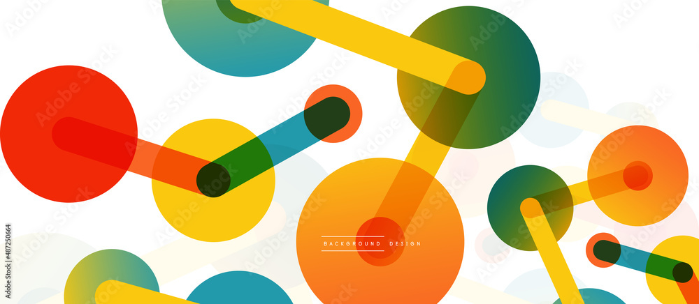 Aufkleber line points connections geometric abstract background. circles connected by lines. trendy techno bus