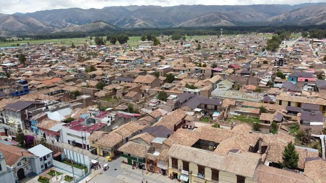 Aerial view of the city of Jauja located in the department of Junin in Peru
