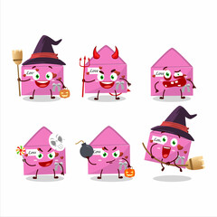 Halloween expression emoticons with cartoon character of pink love envelope