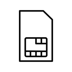 Sim card in flat style. Linear card. Editable stroke. Telephone symbol. Internet technology. Vector illustration. stock image.