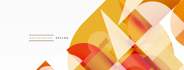 Circle and square geometric background. Round shapes with squares and triangles composition for wallpaper, banner, background or landing