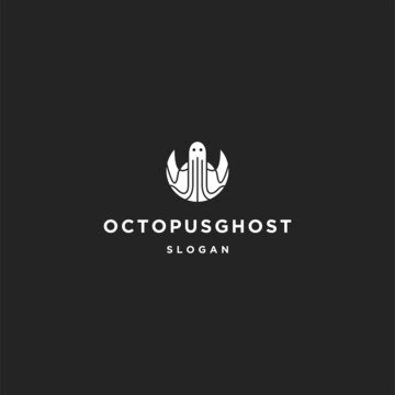 Octopus ghost logo icon flat design template 