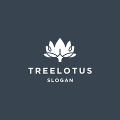 Tree lotus logo icon flat design template 