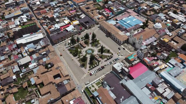 Aerial view of the city of Jauja located in the department of Junin in Peru