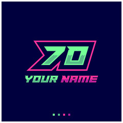 Number logo with fast speed lines. Vector sport style typeface, sports club.