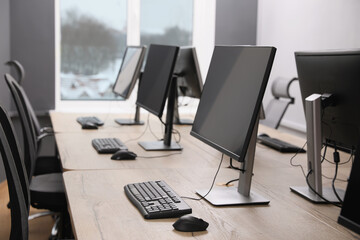 Many modern computers in open space office