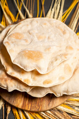 Detailed close up of a fresh baked Pita Bread