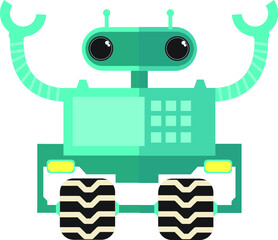 flat green android robot with vector and can be uses as a logo, icon and illustration in your pamphlet or brochure.