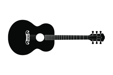 Fototapeta na wymiar Guitar black isolated on white background,vector illustration