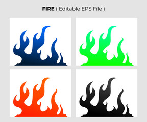 set of fire for banner, vector fire design elements, set of flame, fire illustration set with four color choices