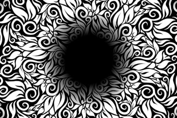 seamless Black and white caleidoscope gradient flower art pattern of indonesian traditional tenun batik ethnic dayak ornament for wallpaper ads background sticker or clothing