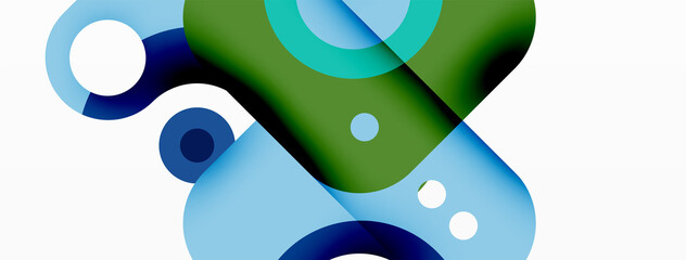 Creative geometric wallpaper. Minimal bubble arrow and circle abstract background. Techno business template for wallpaper, banner, background or landing