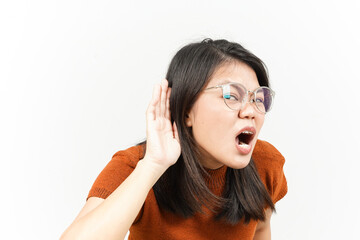 Cant Hear You Concept Of Beautiful Asian Woman Isolated On White Background