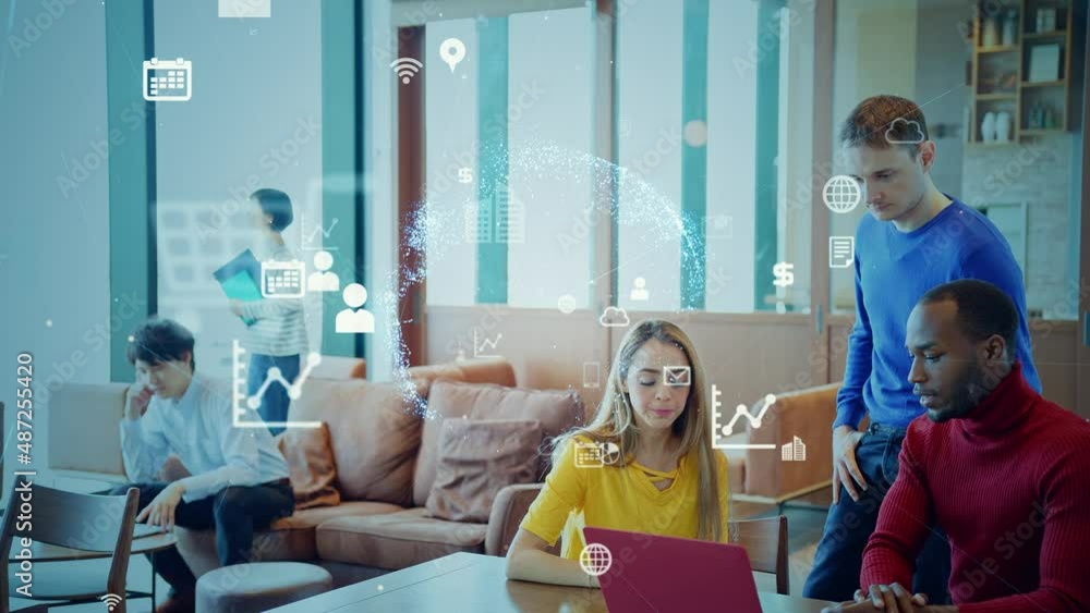 Poster business communication network concept. software as a service. digital transformation.