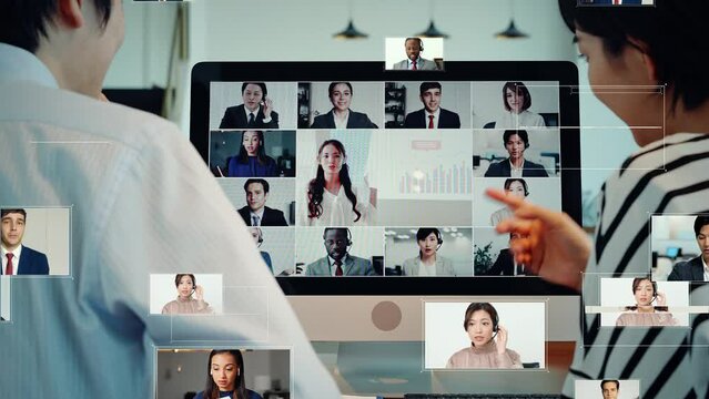 Video conference concept. Web meeting. Global business.