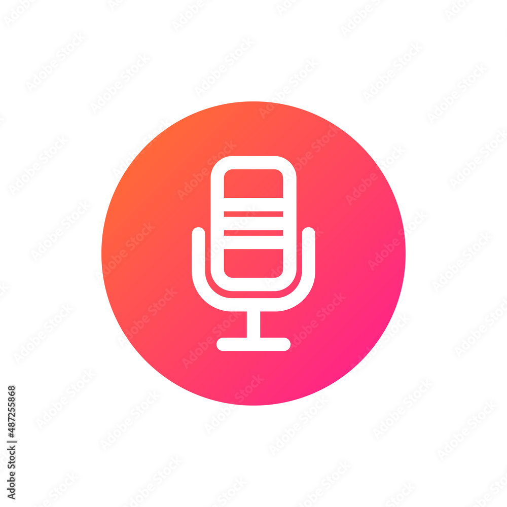 Poster Voice assistant and control, user interface smart speaker isolated pink button. Vector home intelligent voice activated assistant. Hi tech ai artificial intelligence speech recognition technology