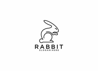Obraz premium rabbit logo template in white background